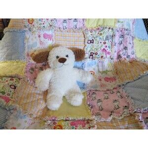 Flannel Rag Quilt With Batting 43 x 43, Jungle Animals Baby Shower Gift